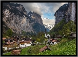 Góry, Domy, Szwajcaria, Kanton Berno, Miejscowość Lauterbrunnen