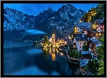 Domy, Góry, Jezioro, Hallstatt, Austria