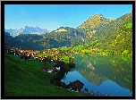 Domy, Góry, Jezioro, Szwajcaria