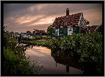 Domy, Most, Kanał, Rzeka, Skansen Zaanse Schans, Kinderdijk, Zaandam, Holandia