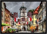 Chmury, Domy, Uliczka, Wangen, Im Allgau, Badenia, Wirtembergia