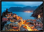 Domy, Góry, Morze, Vernazza, Włochy, Wybrzeże