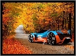 Jesień, Droga, Las, Auto, Pagani Thawara Gulf, Koncept