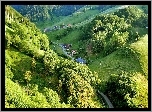 Droga, Drzewa, Góry, Doliny, Wioska Schwarzwald