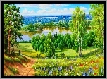 Łąka, Drzewa, Jezioro