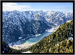Góry, Jezioro Achensee, Drzewa, Tyrol, Austria