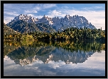 Niemcy, Bawaria, Góry, Pasmo Karwendel, Jezioro Eibsee, Las, Drzewa