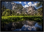 Stany Zjednoczone, Stan Kalifornia, Park Narodowy Yosemite, Góry, Rzeka, Drzewa