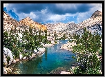 Góry, Sierra Nevada, Jezioro, Lake Tahoe, Drzewa, Sosny, Kalifornia, Stany Zjednoczone