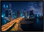 Dubaj, Noc, Drapacze, Chmur, Droga