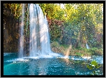Wodospad, Duden Waterfalls, Skały, Rzeka, Drzewa, Antalya, Turcja