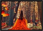 Fantasy, Las, Kobieta, Motyle