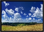 Farmy, Pola, Chmury, Panorama