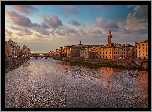 Włochy, Florencja, Most, Ponte Vecchio, Rzeka Arno, Domy