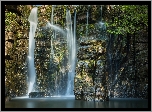 Wodospad Currack Force, Skały, Park Narodowy Yorkshire Dales, Dolina Swaledale, Anglia