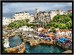 Biaritz, Fragment, Miasta, Rzeka,  Mosty, Marina, Jachty
