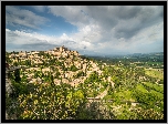 Francja, Prowansja, Gordes, Domy, Wzgórze