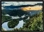 Francja, Rzeka Sioule, Meander, Lasy, Mgła