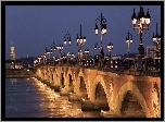Francja, Bordeaux, Rzeka, Zabytkowy, Most, Latarnie