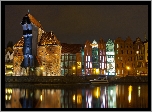 Polska, Gdańsk, Żuraw Gdański, Port, Noc, Zasbytek