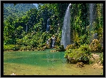 Wietnam, Wodospad, Ban Gioc, Góry, Skały, Roślinność