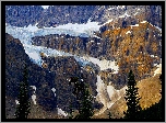 Góry, Crowfoot Mountain, Park Narodowy Banff, Drzewa, Lodowiec, Crowfoot Glacier, Alberta, Kanada