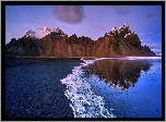 Islandia, Góra Vestrahorn, Plaża Stokksnes, Góry, Morze, Brzeg