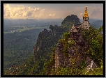 Zalesiona, Góra, Skały, Świątynia, Wat Chalermprakiat, Lampang, Tajlandia