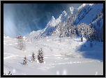 Francja, Górna Sabaudia, Góry Aravis Range, Domy, Zima