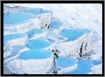 Turcja, Pamukkale, Górskie, Baseny, Wody, Termalnej, Na, Obżeżach, Nacieki, i, Stalaktyty
