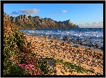 Republika Południowej Afryki, Zatoka False Bay, Plaża, Kamienie, Góry