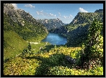 Góry, Jezioro, Łąka, Alpy, Austria