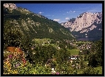 Góry, Jezioro, Domy, Austria, Wieś