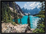 Kanada, Park Narodowy Banff, Góry, Las, Jezioro Moraine Lake