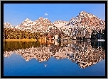 Góry, Jezioro, Las, Budynki, Odbicie