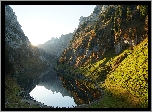 Góry, Skały, Dolina, Staw