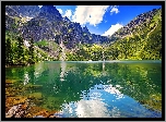 Polska, Góry Tatry, Jezioro Morskie Oko, Lato, Drzewa