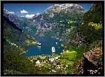 Góry, Statki, Fiord Geiranger, Norwegia