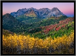 Góry, Wasatch Range, Góra, Mount Timpanogos, Lasy, Drzewa, Jesień, Stan Utah, Stany Zjednoczone