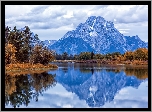 Góry, las, Rzeka, Grand Teton