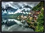Góry, jezioro, Hallstatt, Austria
