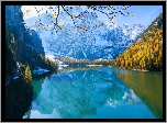 Jezioro, Góry, Lasy, Pierwszy, Śnieg, Nad, Alpami