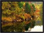 Góry, Las, Jezioro, Jesień