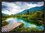 Góry, Las, Jezioro, Pomost