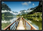 Jezioro Hallstättersee, Hallstatt, Austria, Góry, Molo