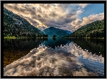 Jezioro, Monarch Lake, Zalesione, Góry, Chmury, Indian Peaks Wilderness, Hrabstwo Grand, Kolorado, Stany Zjednoczone
