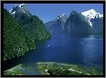 Jezioro, Góry, Nowa Zelandia, Park Narodowy Fiordland