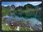 Góry, Jezioro, Kamienie, Trawa