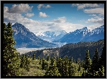 Kanada, Jukon, Park Narodowy Kluane, Góry, Masyw, Szczyt, Mount Logan, Lasy, Drzewa
