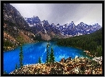 Góry, Jezioro Moraine Lake, Park Narodowy Banff, Kanada, Las, Skały